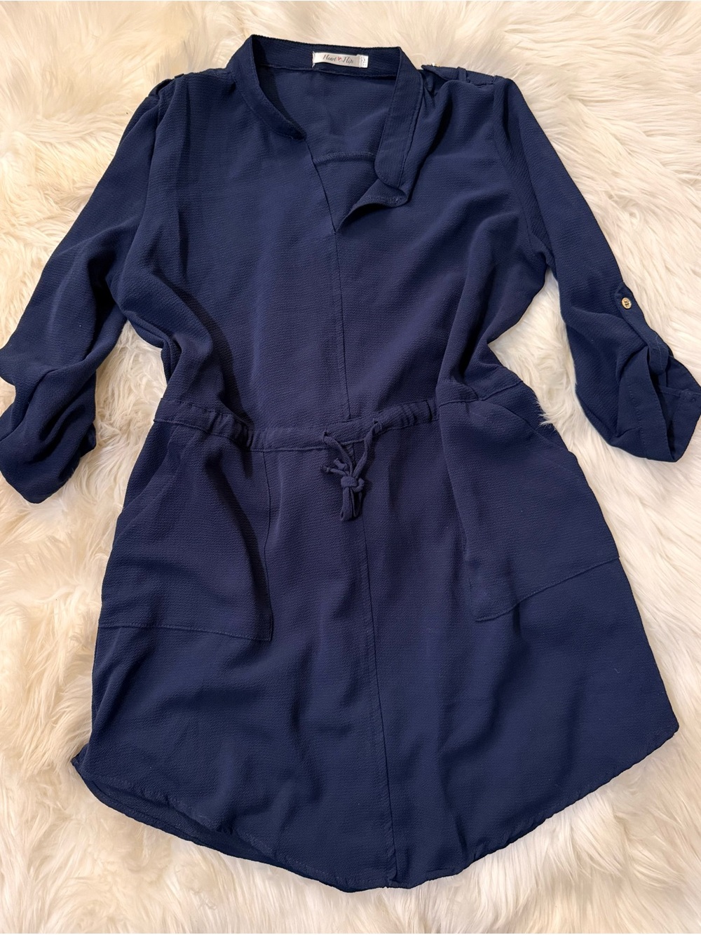 Heart & hips Navy Drawstring Tunic Dress
